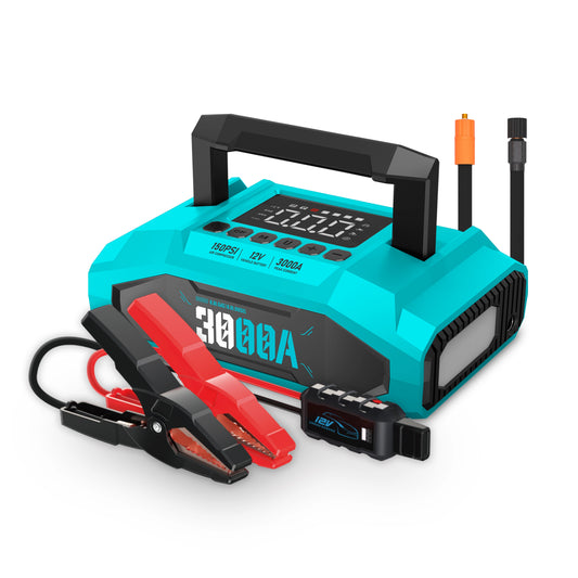 Portable Car Jump Starter Tyre Inflator Jump Starter Power Bank With Air Compressor Car Jump Starter Air Pump