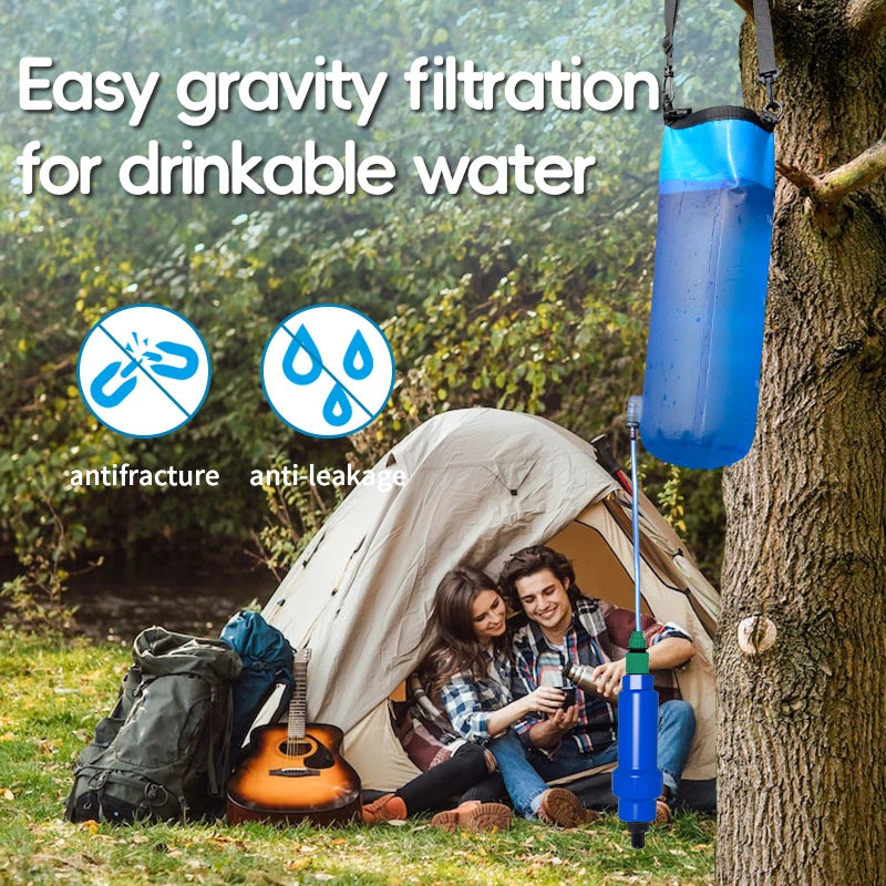 Filterwell 6L TPU Outdoor Portable Gravity Water Filter Purifier Filter Water Bag Camping