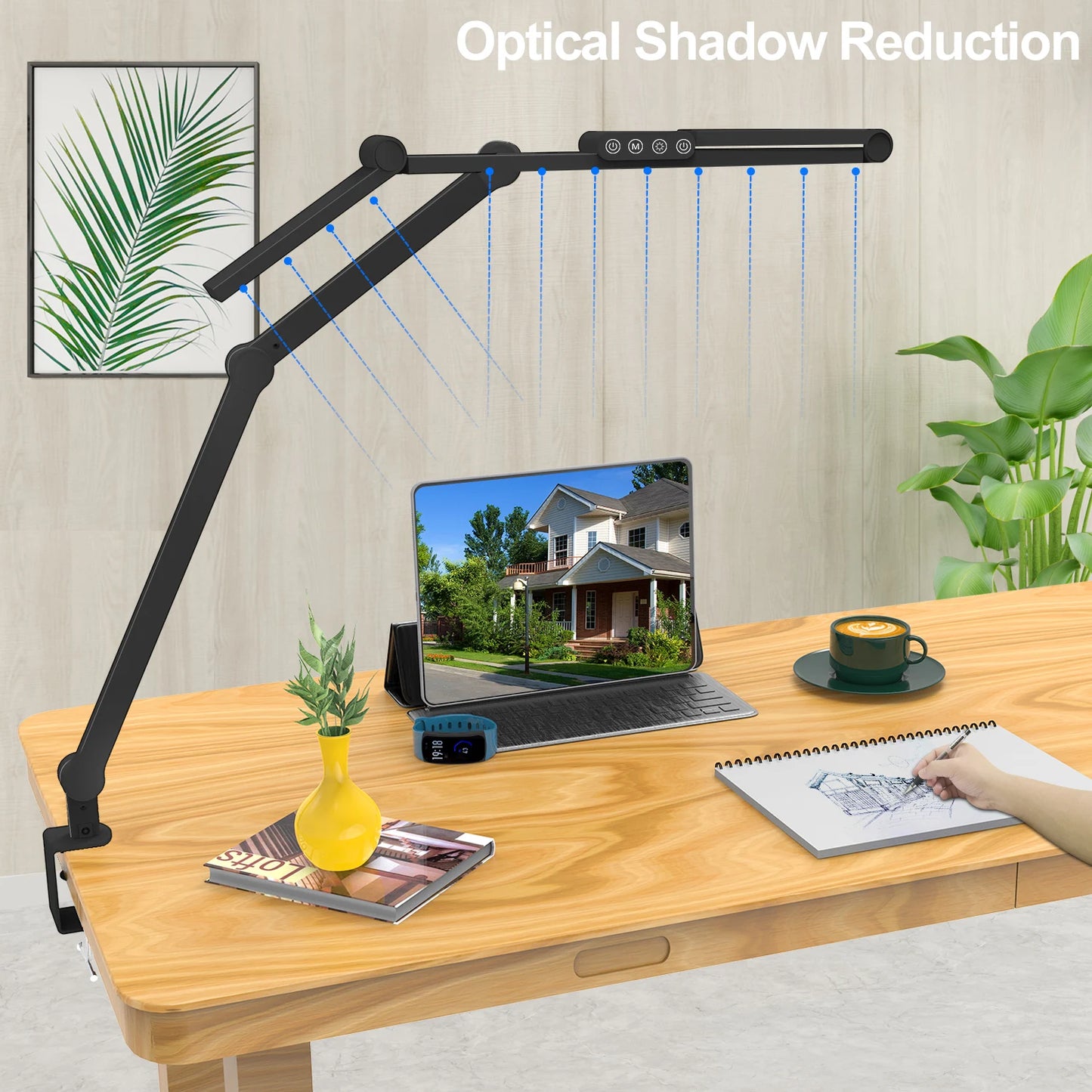 2023 New Arrival Office Study Reading Lamp Swing Arm Led Desk Lamp with Clamp