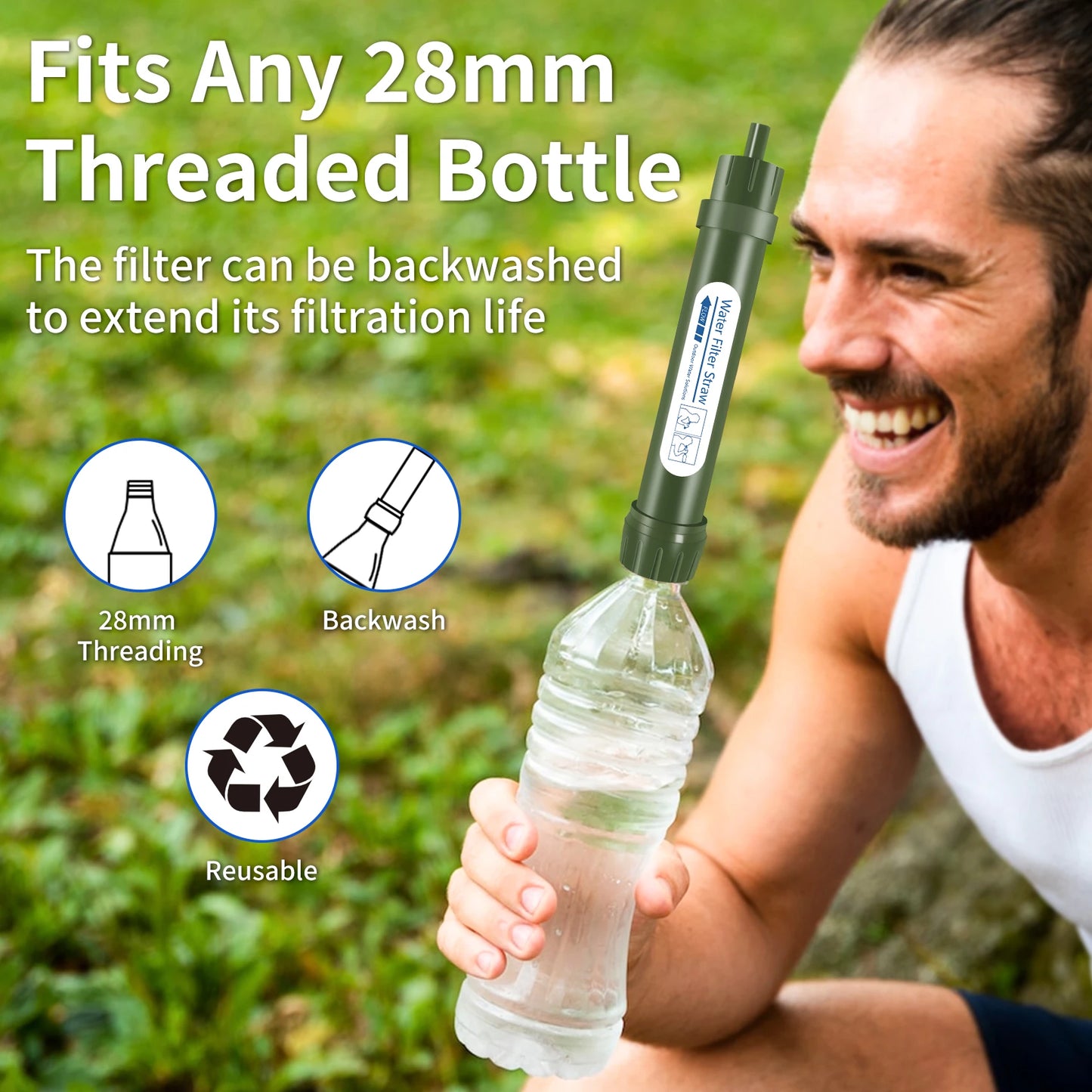 Portable Mini Survival Water Filter Straw Emergency Travel Camping Hiking Outdoor Water Filter Straw