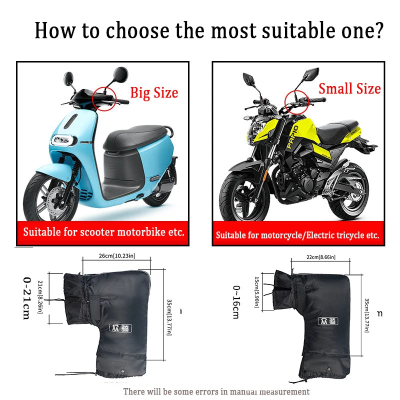 Winter Waterproof Motorcycle Gloves Scooter Warm Handle Bar Hand Muffs Mitts Cover for Bike for Motorbody Systems