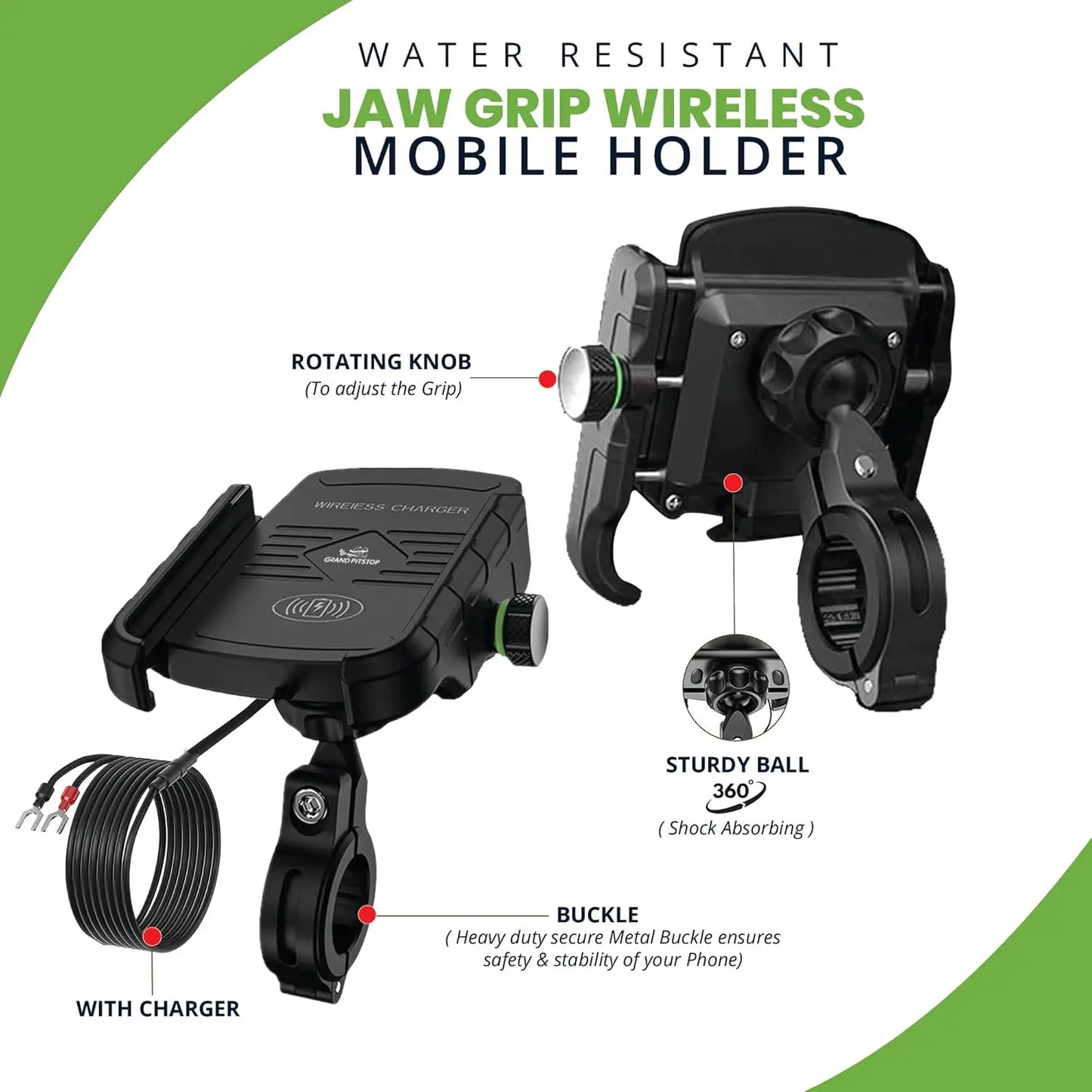 Waterproof Motorcycle Wireless Charging Mobile Phone Holder Electric Bike Phone Mount With Wireless Charger