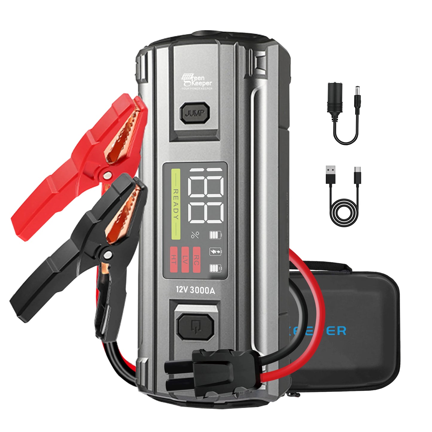 Bidirectional Jump Starter Power Bank Fast Charging 3000A Portable Car Battery Jump Starter With Led Light