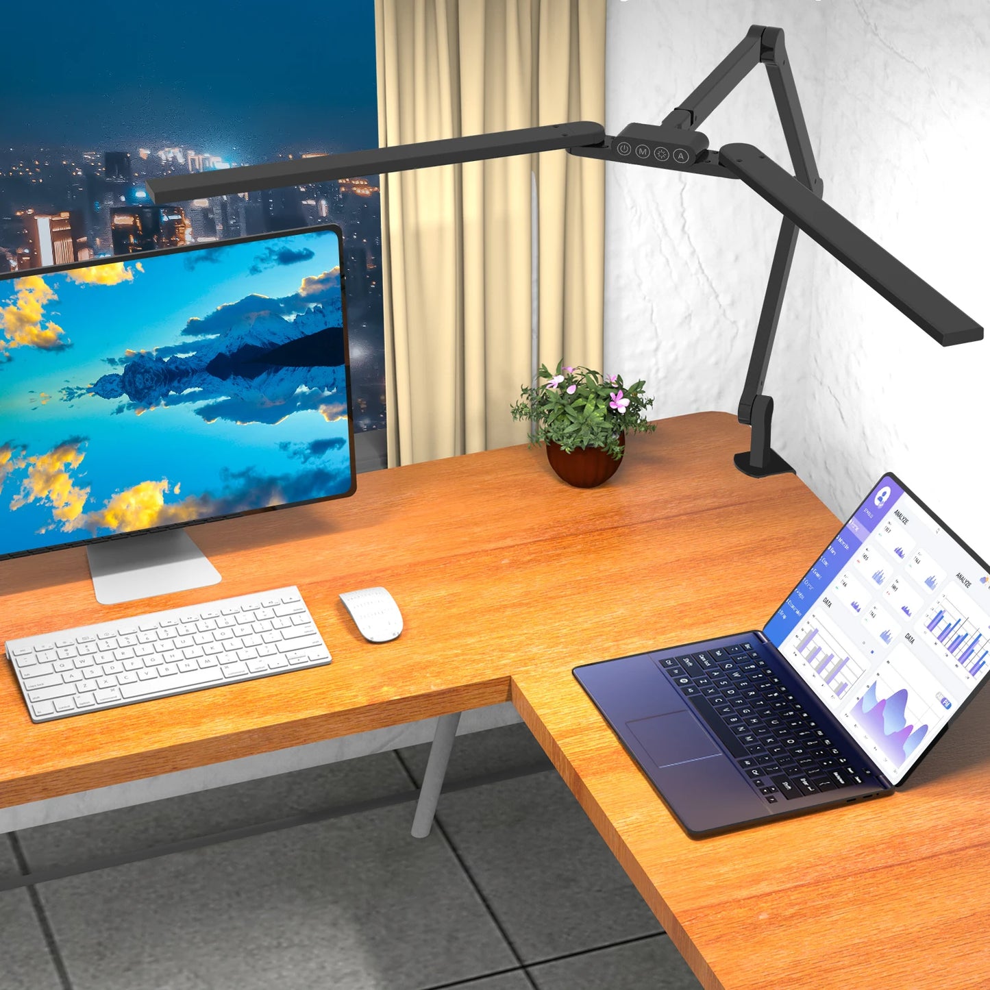 Funderled  Desk Light Table Lamp for Home Office 24W Transformable LED Desk Lamp with Swing Arm