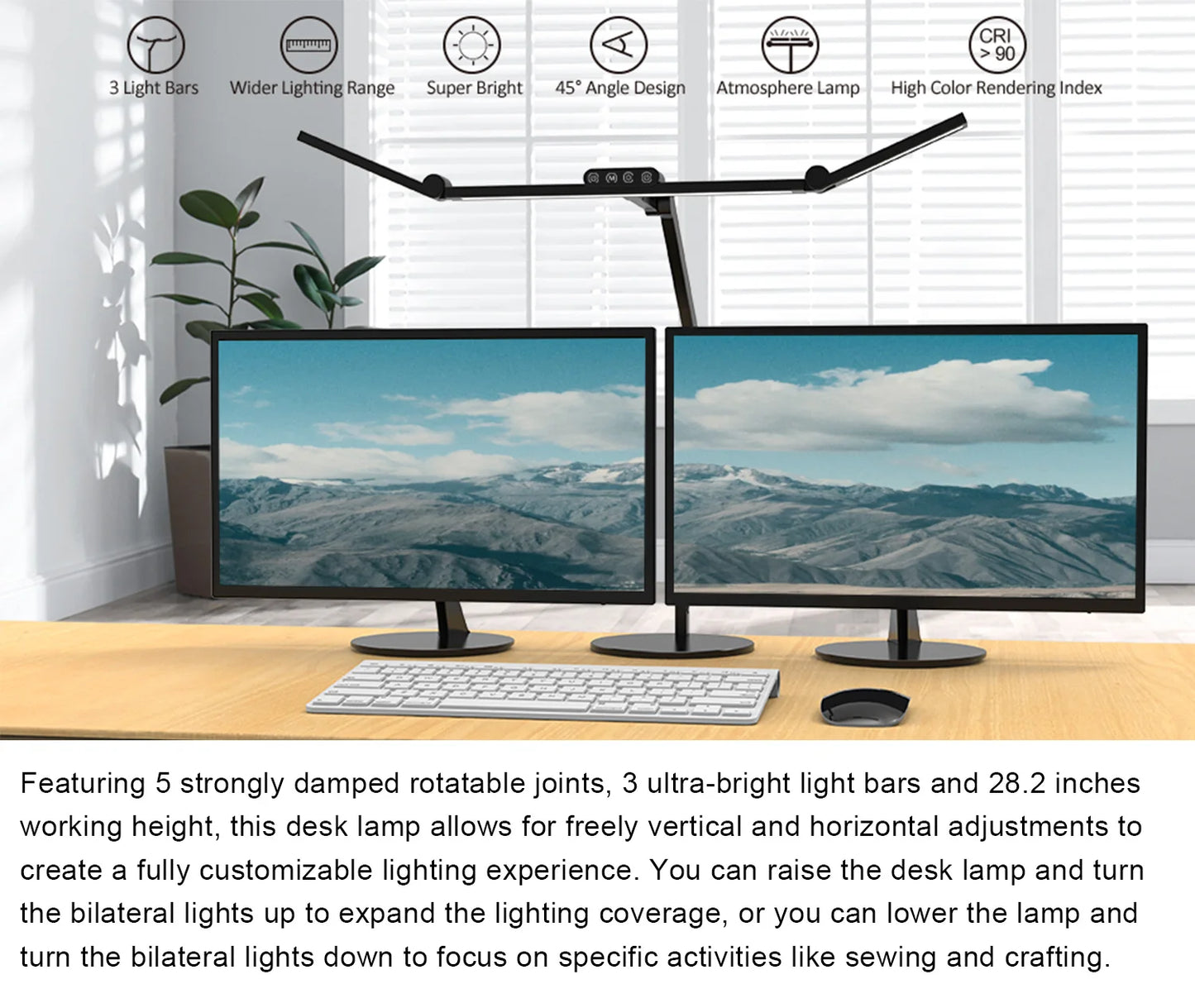Eye-Caring LED Desk Lamp with Rotating Joint, Adjustable Foldable Table Lamp Desk Lamp Led Clamp