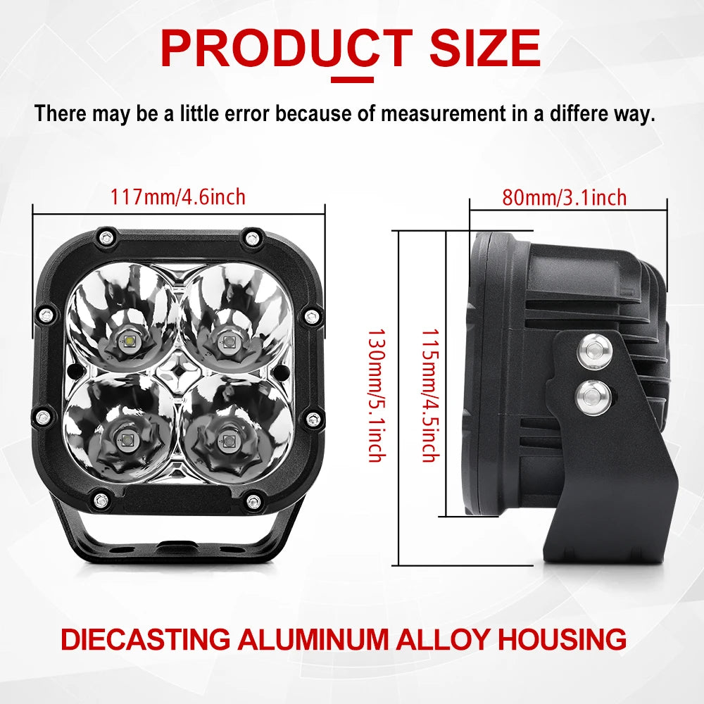 White Housing IP68 Waterproof Auxiliary Led Driving Light High Chip Off Road Truck 40W Mini Led Work Lights