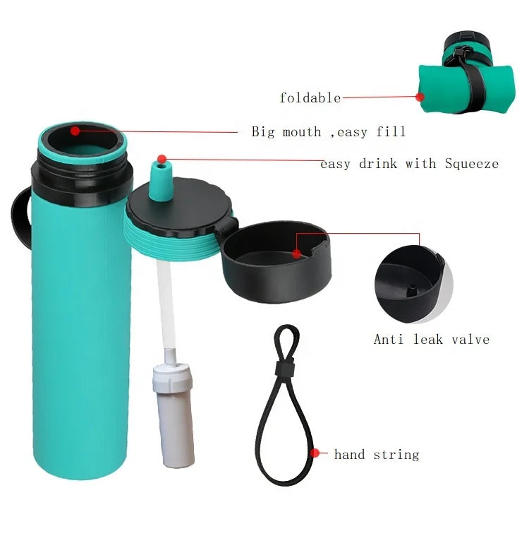 Filterwell Outdoor Sport Bottle Water Purifier UF Purifying  Water Filtration Filter Bottle  with Filter Straw