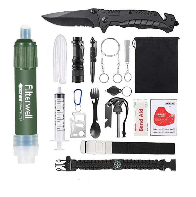 Filterwell Outdoor Emergency Camping Back Pack Mini Personal Life Water Filter Straw Survival Kit Gear