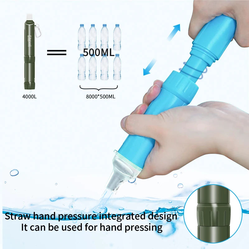 Filterwell Personal Hiking Outdoor Survival Emergency Portable Camping Pump Life Water Filter Straw