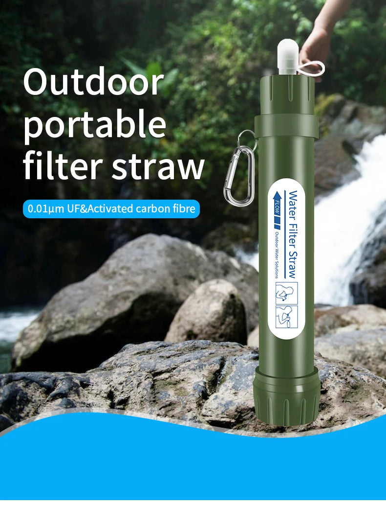 Portable Mini Survival Water Filter Straw Emergency Travel Camping Hiking Outdoor Water Filter Straw