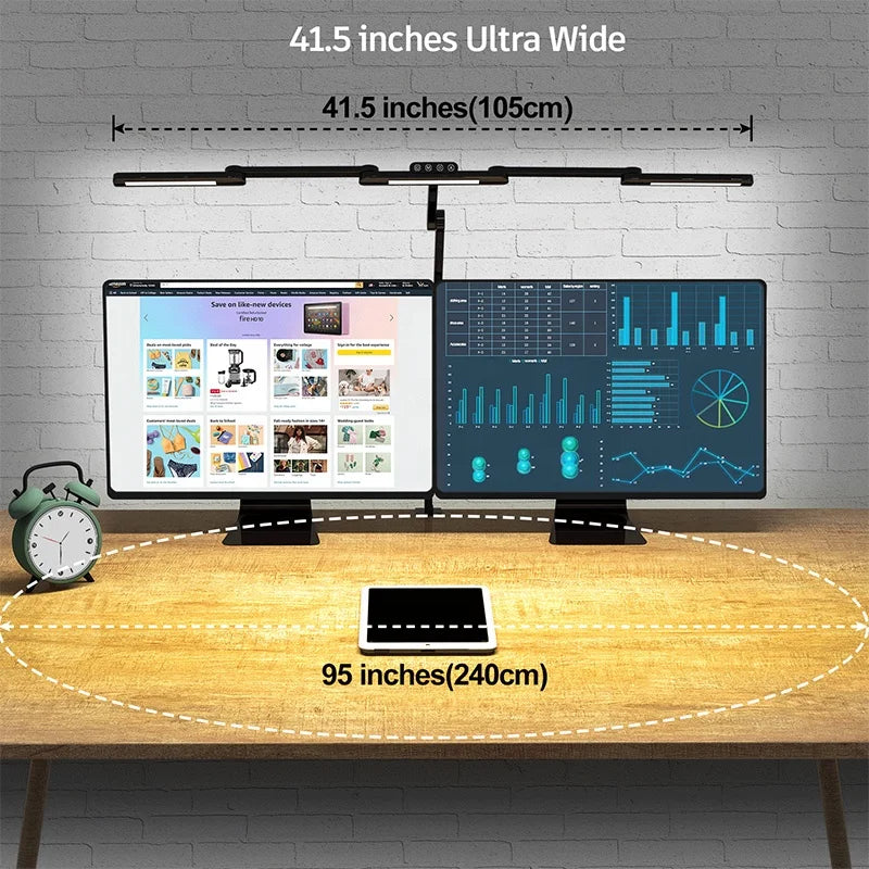 2022 New  Arrival Swing Arm Desk Lamp for Home Office Ultra Wide Metal Folding Led Desk Lamp with Clamp
