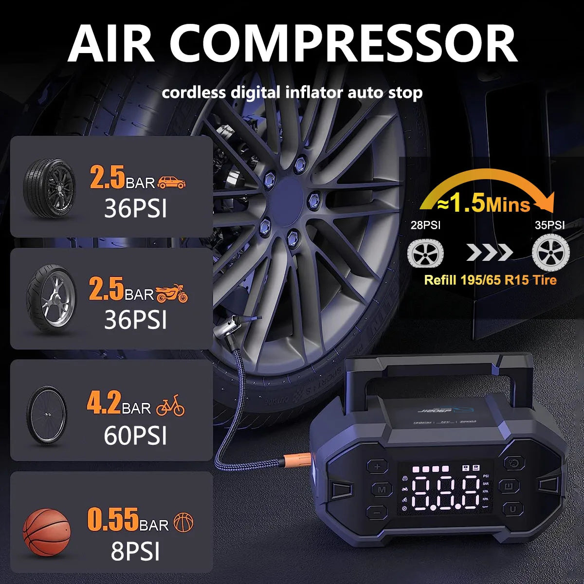 12v Car Battery Charger and Jump Starter 3000A Jump Starter With Air Compressor for Vehicles Truck Car