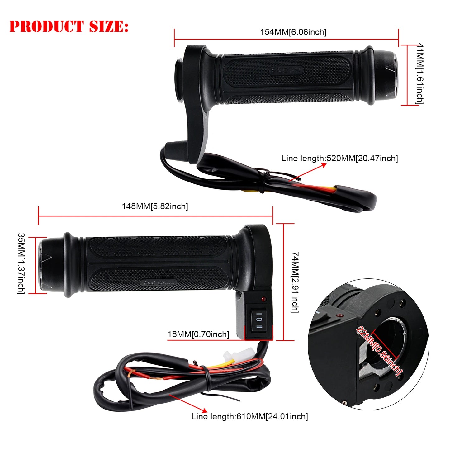 Warmer Motorcycle Electric Heating Handle Bars Winter Hot Heated Grips for Motorbike Motor Handle Heater