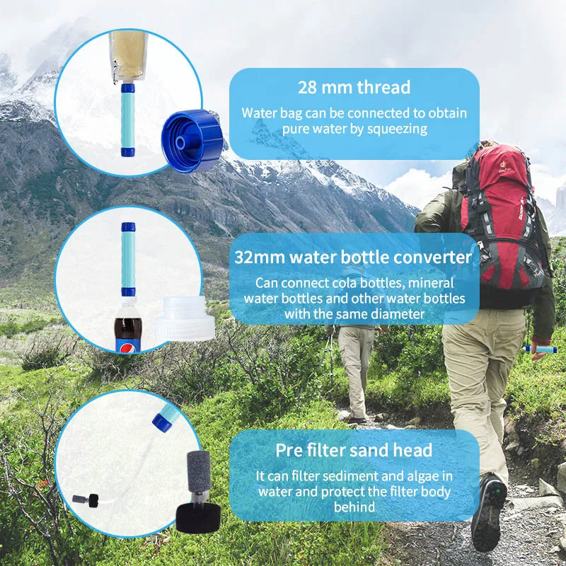 Filterwell Hiking Personal Mini Survival Camping Outdoor Water System Emergency Life Portable Water Filter Filtration Straw