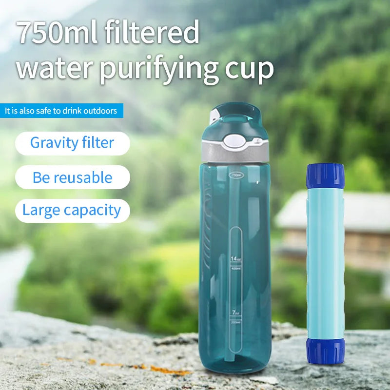 Filterwell Outdoor Survival Camping Portable Hiking Drink Water Filter Purifier Bottle Filter Water With Purifier