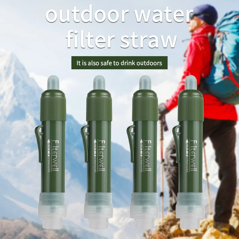 Filterwell 4PCS Mini Personal Hiking Portable Personal Emergency Life Outdoor Survival Water Filter Straw