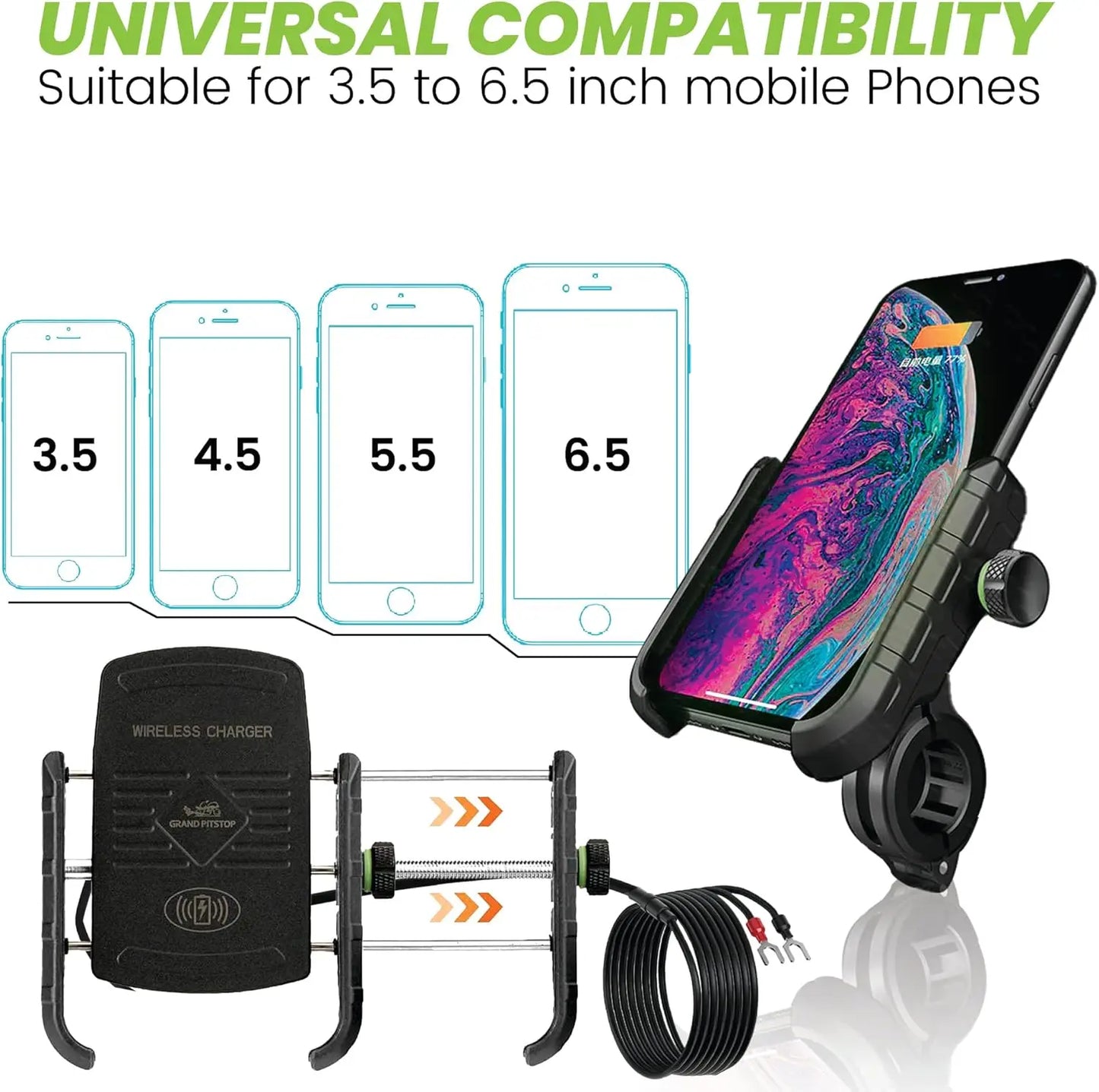 Waterproof Motorcycle Wireless Charging Mobile Phone Holder Electric Bike Phone Mount With Wireless Charger