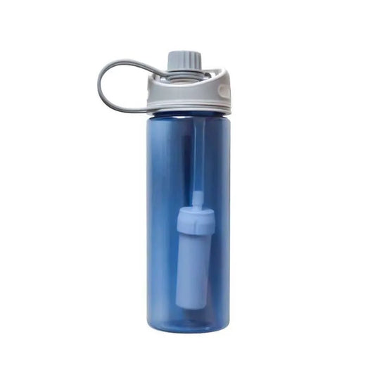 Hiking Survival Portable Outdoor Travel Plastic Integrated Filtered Water Filter Bottle With Filter Straw