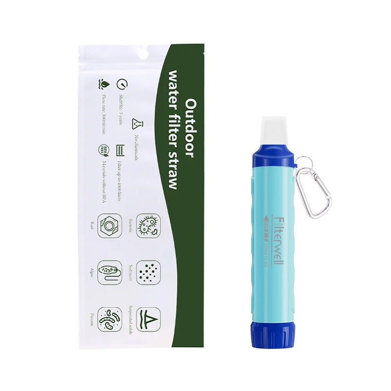 Filterwell Hiking Personal Mini Survival Camping Travel Emergency Life Portable Outdoor Water Filter Filtration Straw