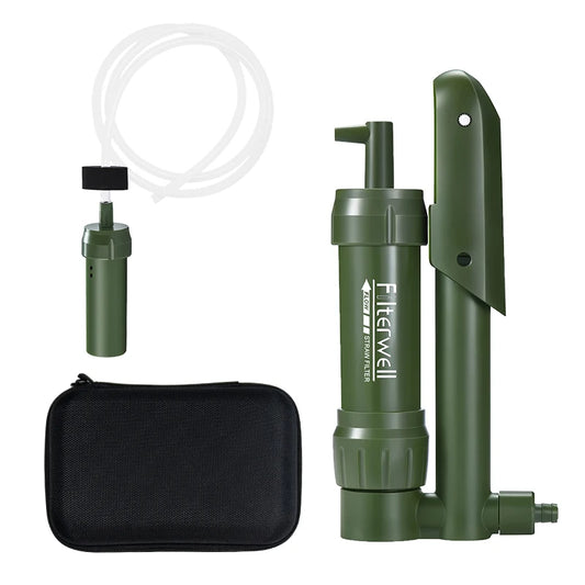 Filterwell Travel Hiking Emergency Mini Portable Personal Survival Camping Water Filter Hand Pump Pocket Outdoor Water Filter