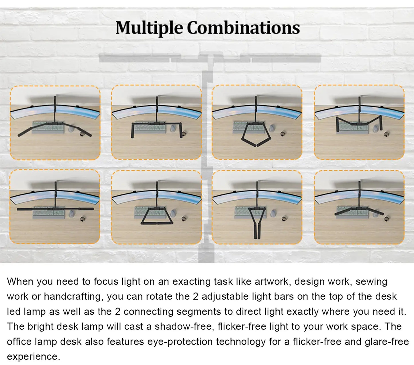 Adjustable Foldable Desk Lamp for Home Office - Double Swing Arm Bright LED Desk Light Reading Lamp with Clip