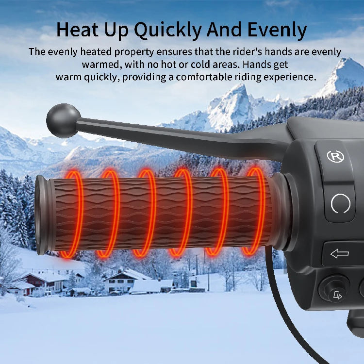 WUPP CS-1819A1 12V IP66 Waterproof 5 Heat Settings Fast Heating Motorcycle Heated Handlebar Silicone Sleeve Grips Cover