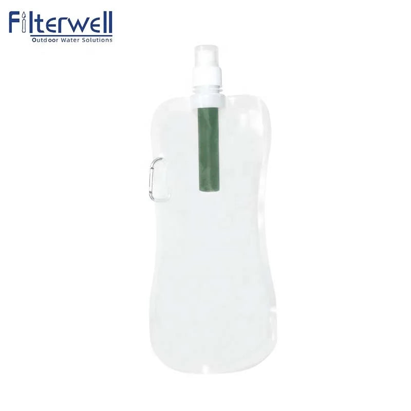 Filterwell Collapsible Water Filter Bag Lightweight Emergency Preparedness Camping 1000Ml Squeeze Pouch With Water Filter Straw