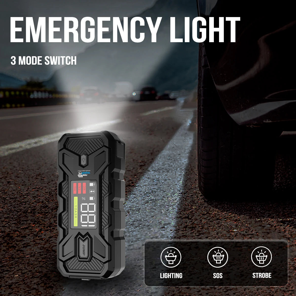 12V 3000A Peak Portable Battery Booster Car 8.0L Gasoline or Diesel Jump Starter 20000mah Car Battery Booster