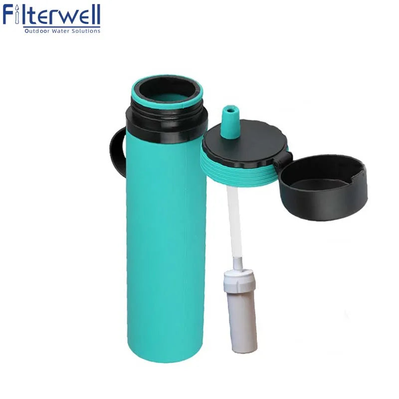 Filterwell Outdoor Sport Bottle Water Purifier UF Purifying  Water Filtration Filter Bottle  with Filter Straw