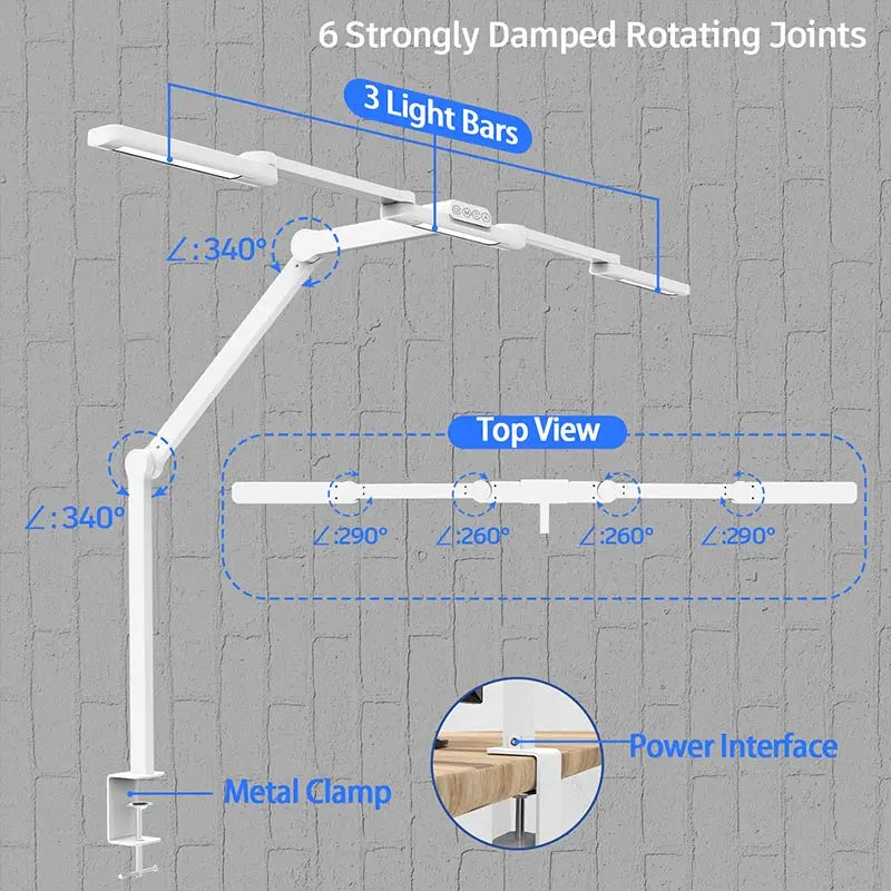 Luxury Office Home Hotel Reading Room Design Monitor Desktop Screen Swing Arm Metal Led Desk Lamp Table Light