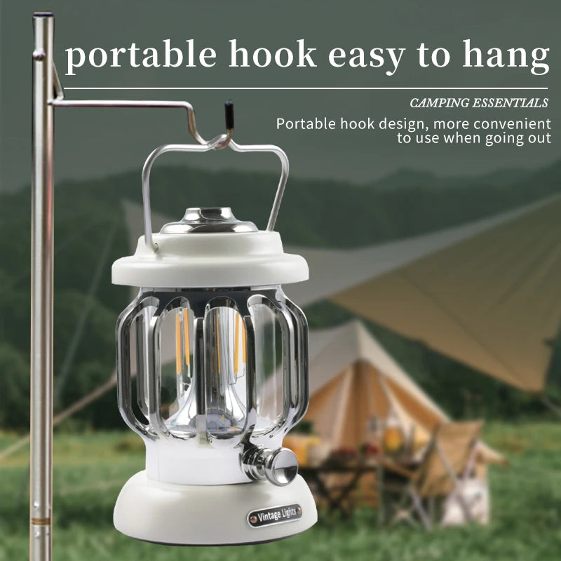 JUJINGYANG Outdoor Portable Waterproof Rechargeable LED Retro Portable Camping Light