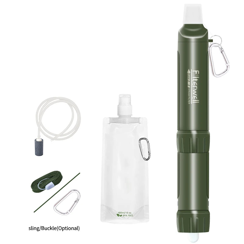Filterwell Personal Hiking Outdoor Survival Emergency Portable Camping Pump Life Water Filter Straw