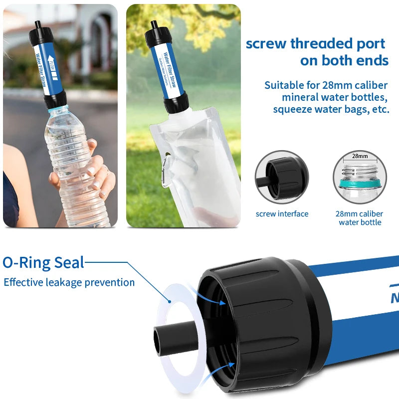 Filterwell UF Membrane Mini Hiking Personal Water Purifier Straw Emergency Survival Portable Outdoor Water Filter Straw