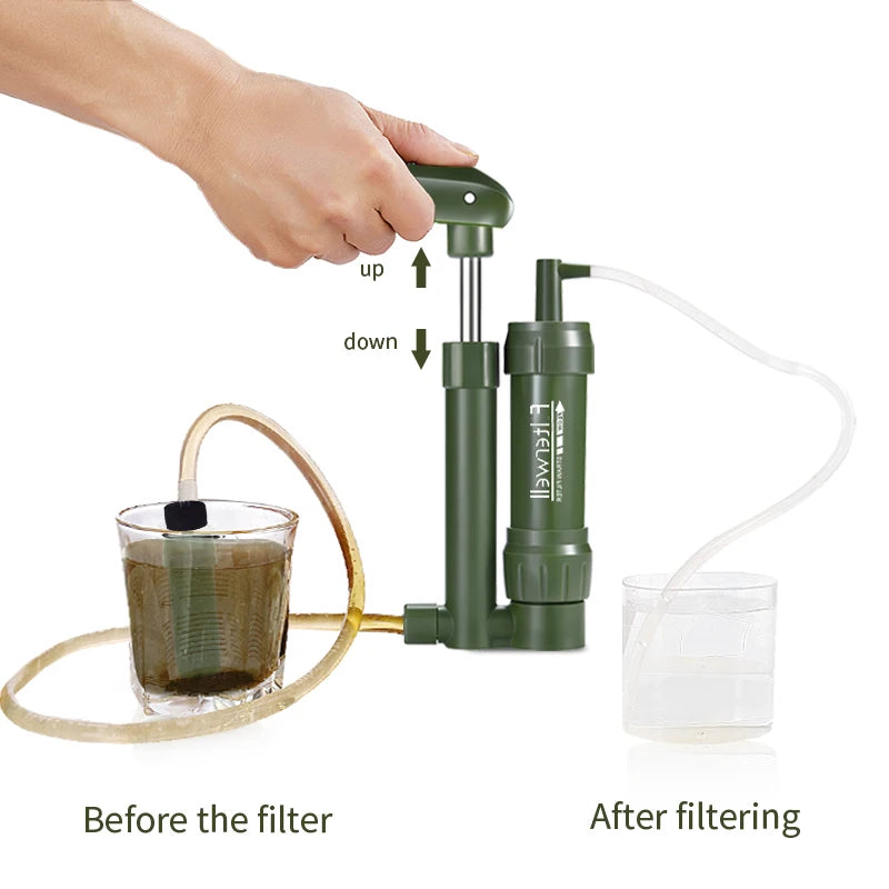 Filterwell Mini Pocket Hand Pump Travel Outdoor Portable Personal Hiking Camping Life Survival Water Purifier Filter Emergency