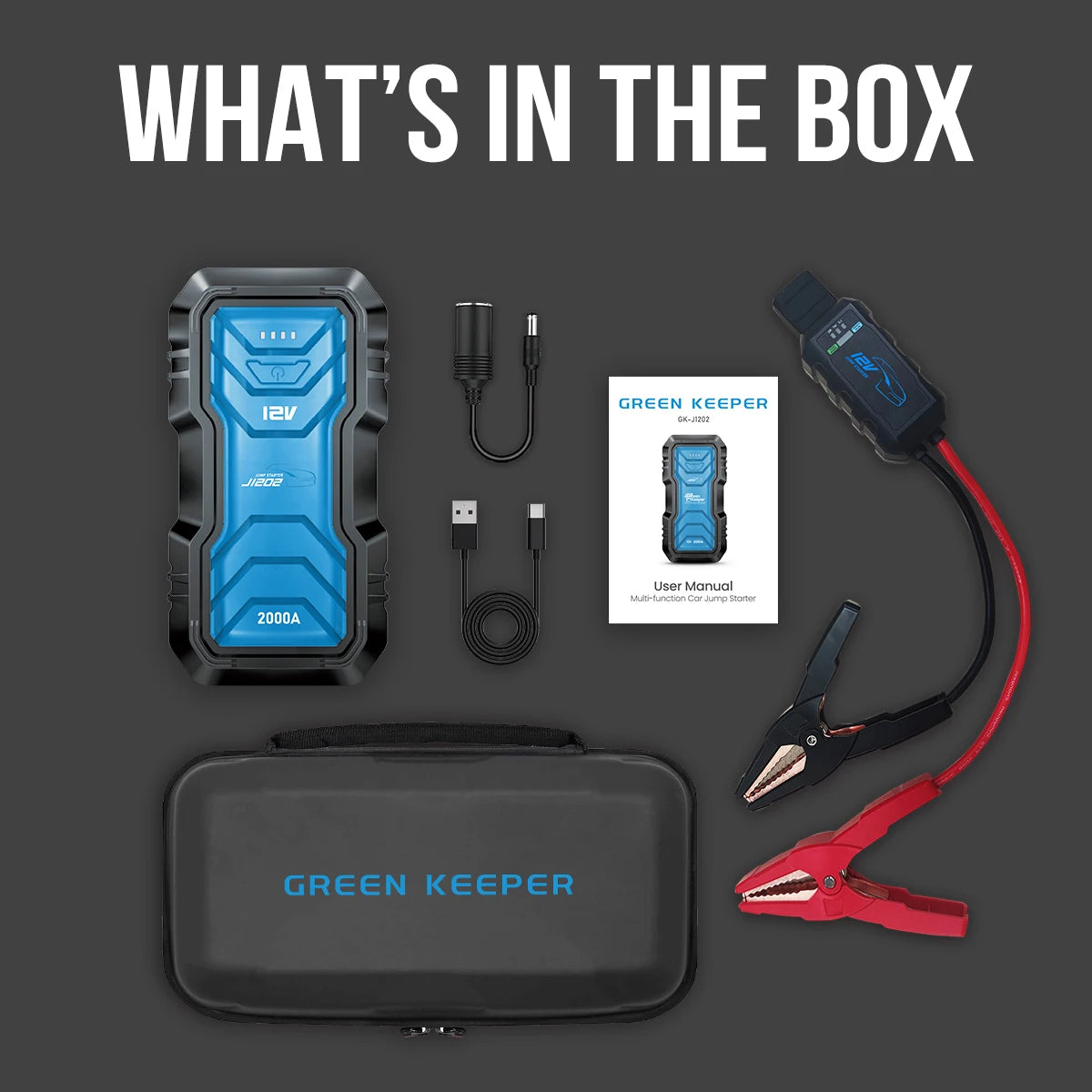 12V Car Battery Jump Starter Booster Pack Portable Car Battery Jump Starter With Smart Clamps