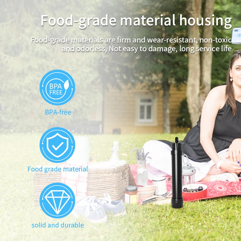 Filterwell Hollow Fiber UF Membrane Travel Hiking Outdoor Camping Water Filter Portable Life Black Water Filter Straw