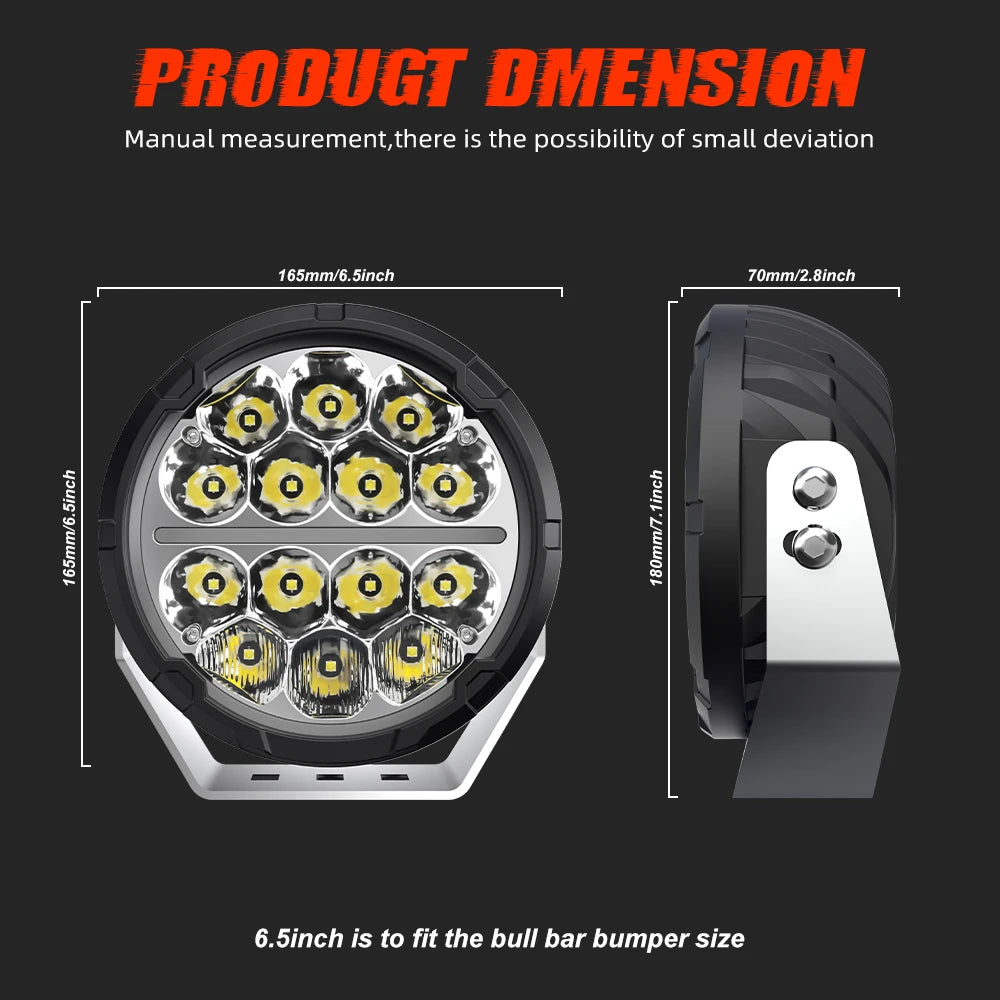 White Amber DRL Light Spot Offroad Lights Spot Beam Truck Round 7 Inch Led Spotlights 4x4