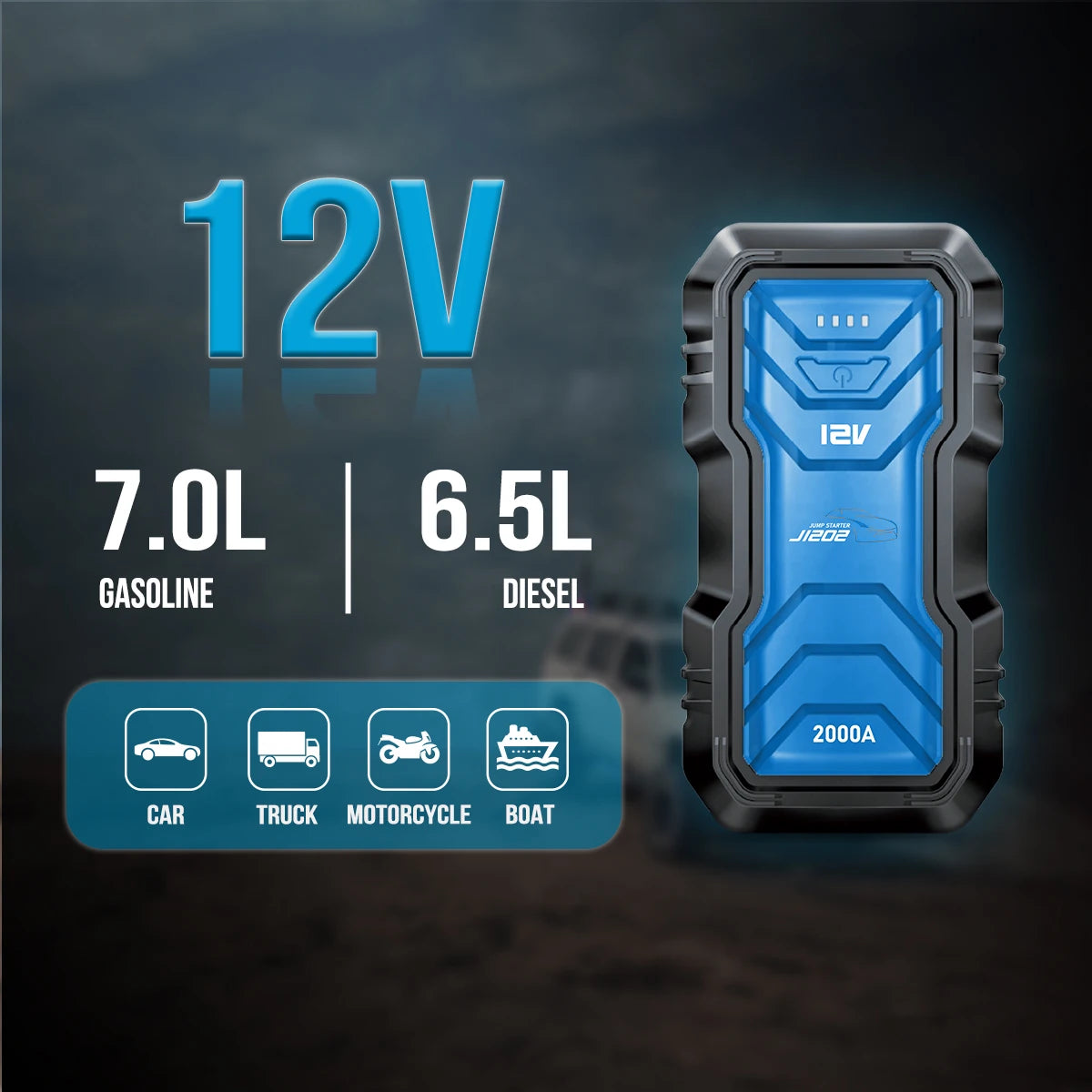 UltraSafe Fit Extreme Temperatures Multi Function 2000A Battery Jump Starter for Vehicles Car