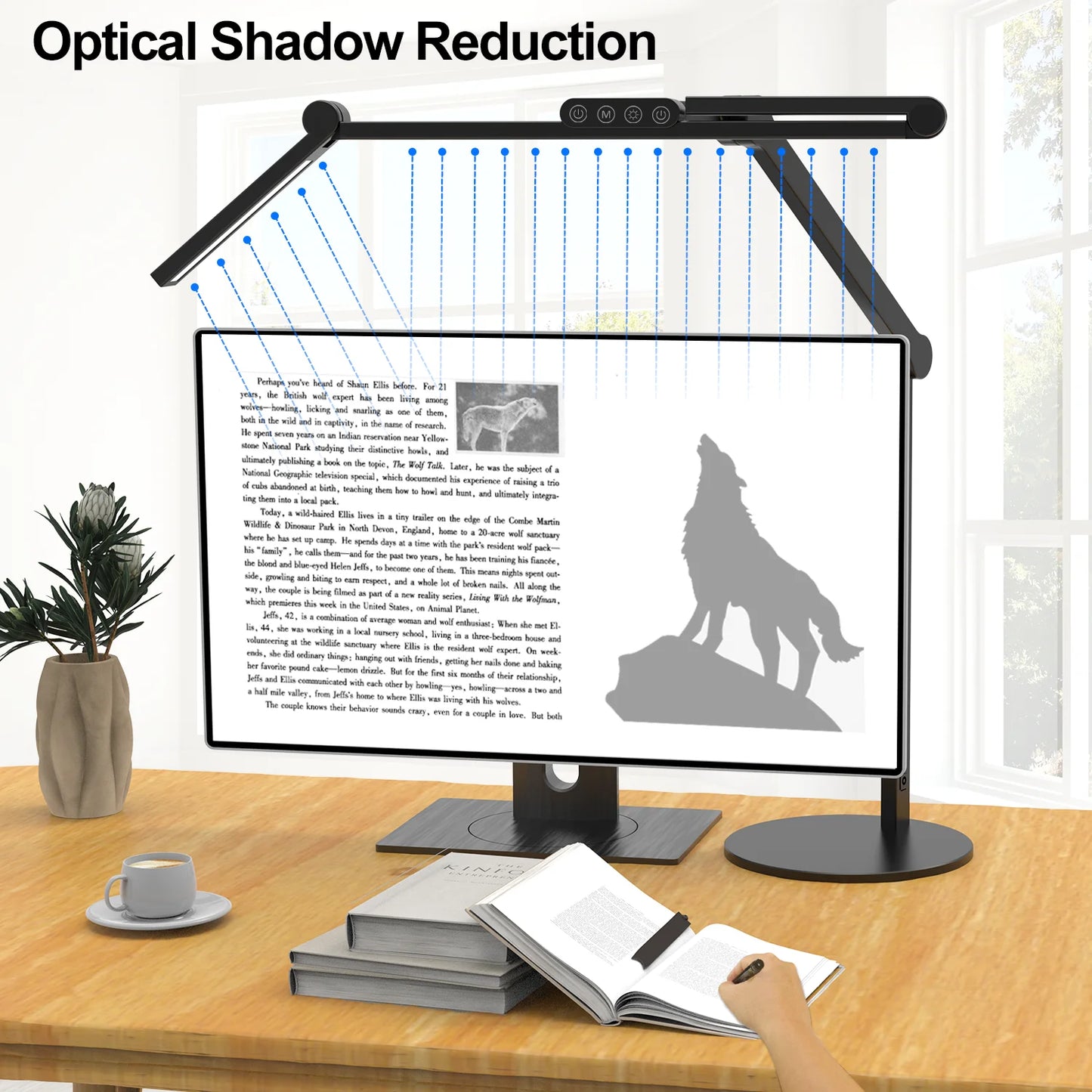 LED Desk Lamp for Home Office, 24W Double Head Architect Desk Lamp With Clamp Table Lamp Base