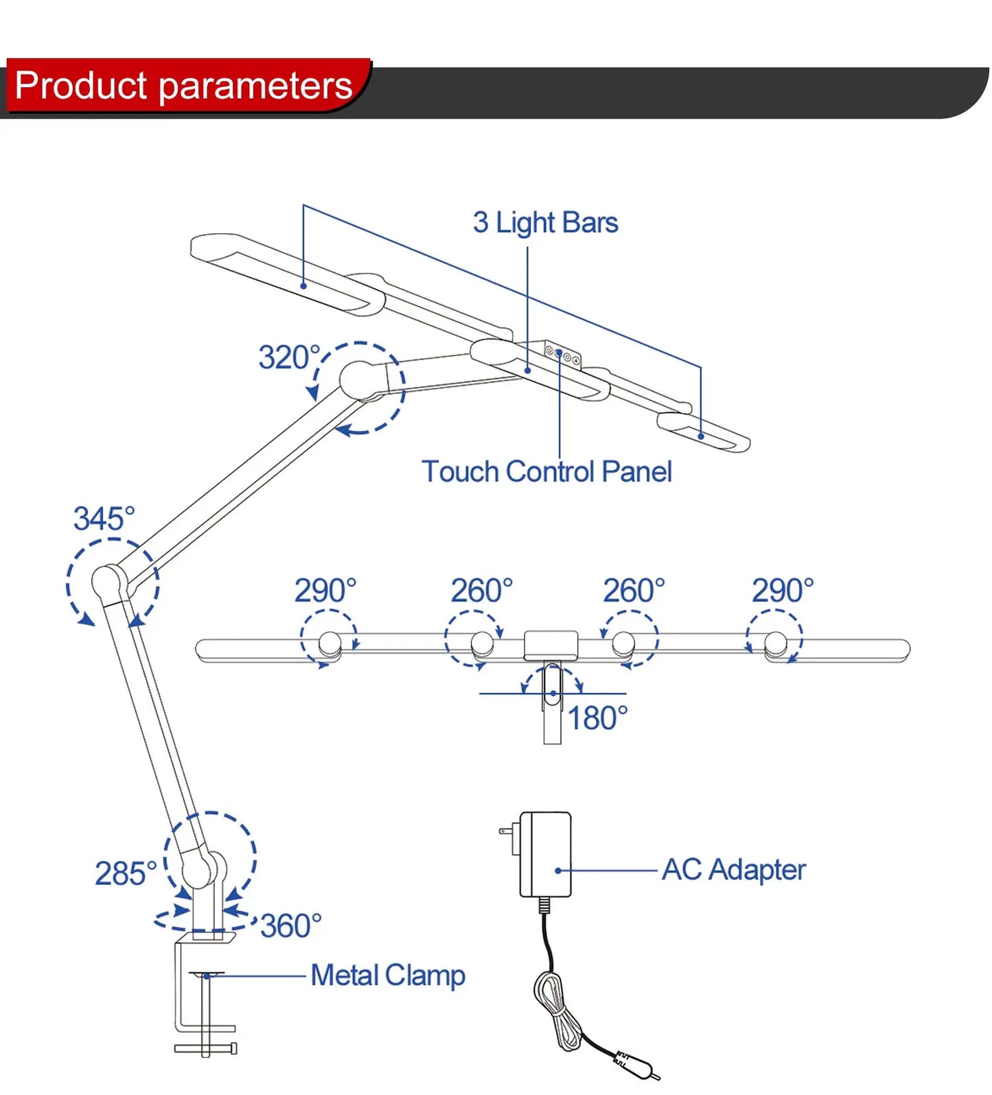 LED Desk Lamp With Clamp, Eye-Caring Clip on Lights for Home Office, 3 Modes 10 Brightness, Bedside Lamp Modern