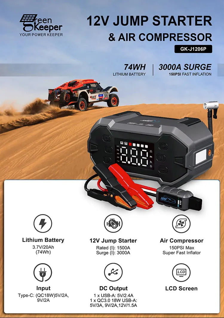 Big Capacity Instantly Portable 12V Power Bank Car Jump Starter Battery Booster for Emergency Use