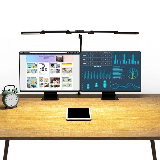 LED Desk Lamp with Clamp, Eye-Caring Clip on Lights for Home Office, 3 Modes Stepless Dimming Brightness, Bedside Lamp Led