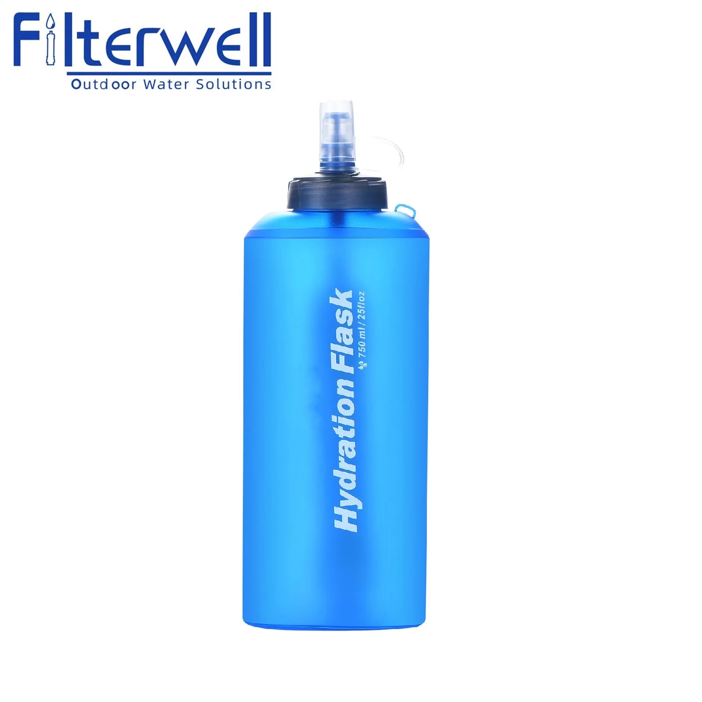 Filterwell Collapsible Running  Soft Bottle Outdoor Squeezable  Pouch with Water Filtration Filter Straw Hydration Flask