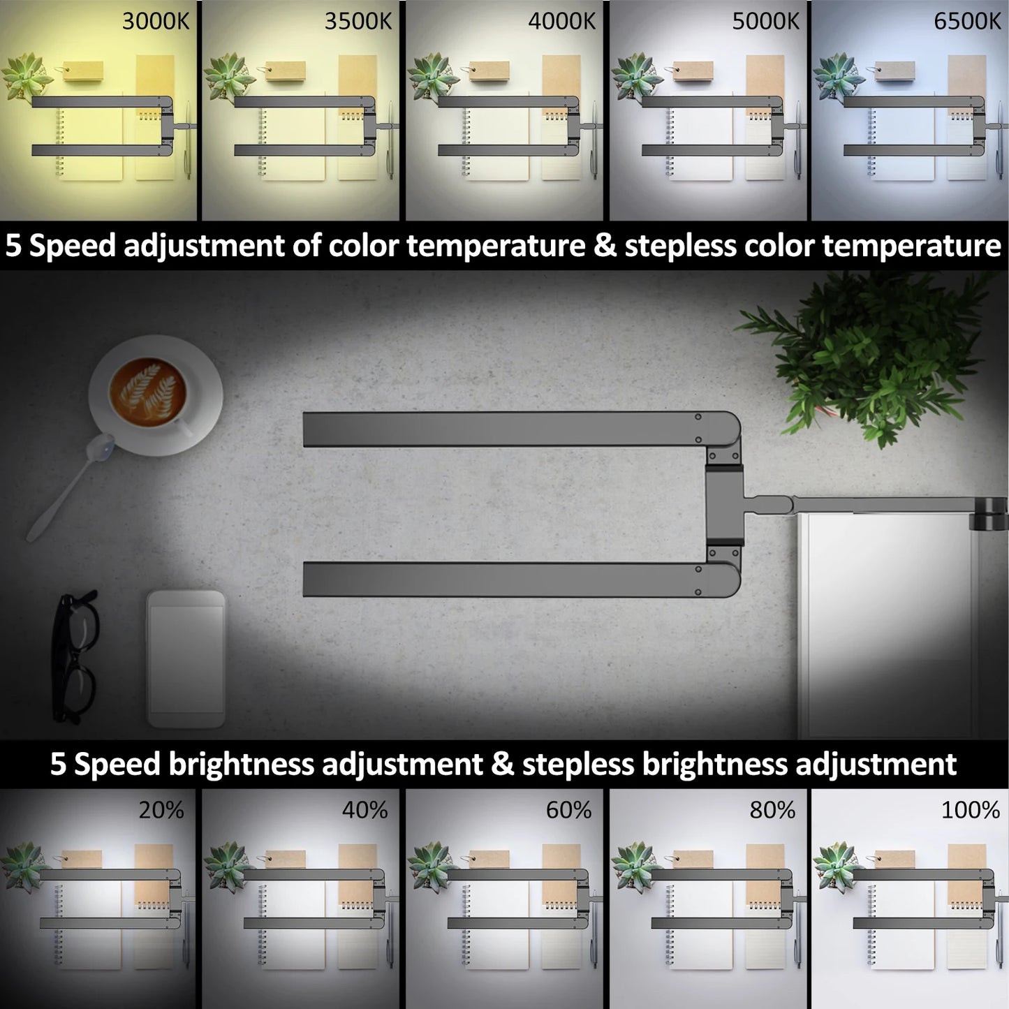 95cm Long  Computer Task Lamp Eye-Caring Led Learning Desk LampSwing Arm Table Lamp,Desk Lamp for Home Office