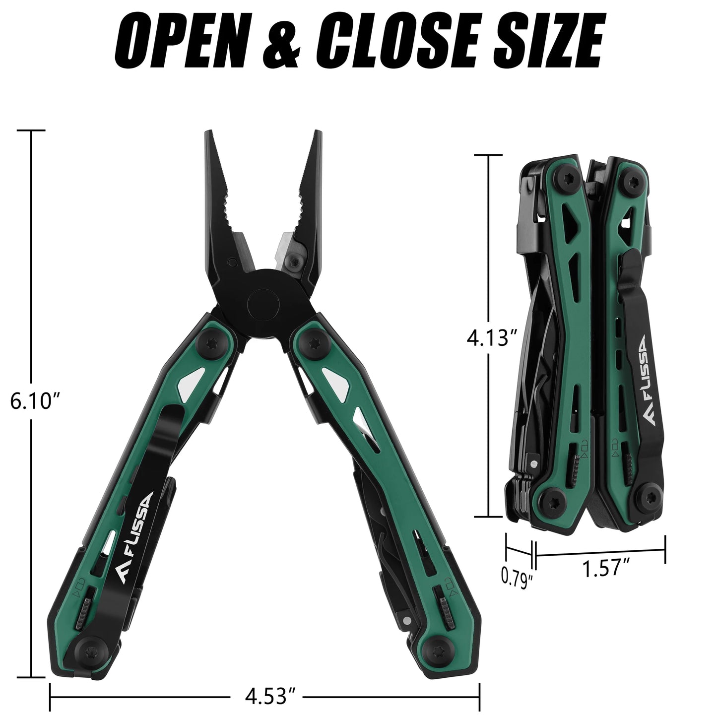 FLISSA 16-in-1 Multi Tool Pliers Stainless Steel EDC Multitool with Pocket Knife for Camping Survival Outdoor Activities
