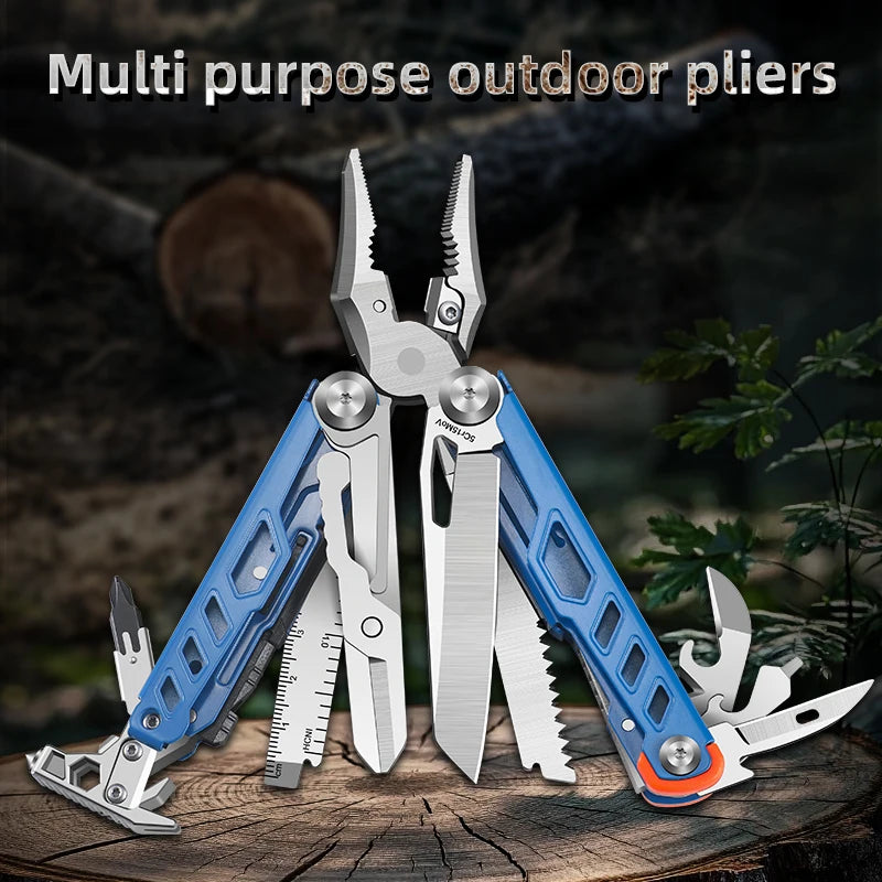 Stainless steel outdoor folding nail starting pliers portable multifunctional knife pliers camping hiking EDC combination tool p