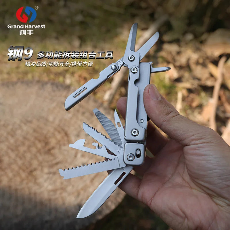 GHK17 Outodor Camping Multi Knife Folding Multifunctional Multitool EDC Pocket Knives Fishing Scissors