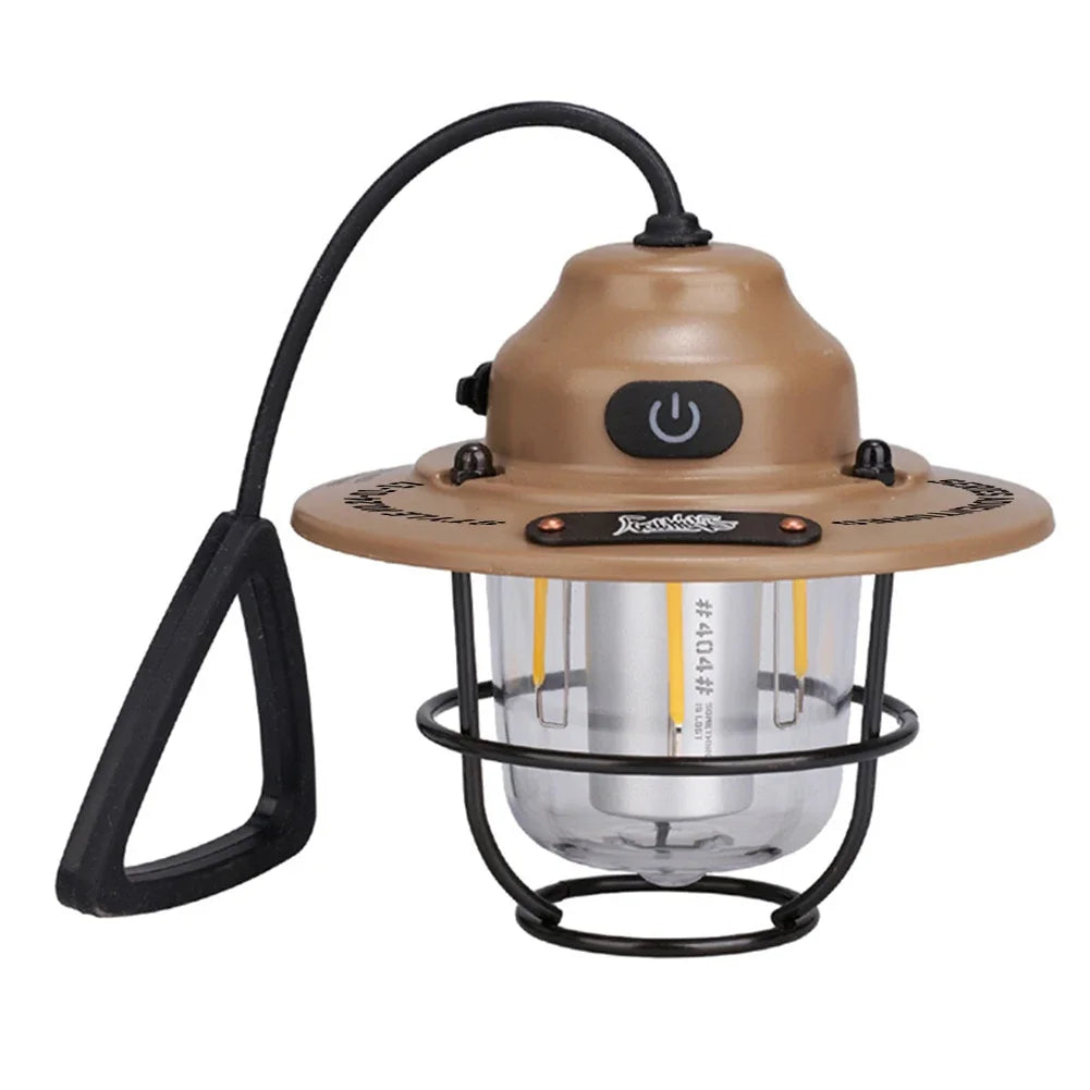 LED Camping Lantern Dimming Emergency Lamp Type C Charging Retro Camping Light 4 Light Modes IPX4 Waterproof for Fishing Camping